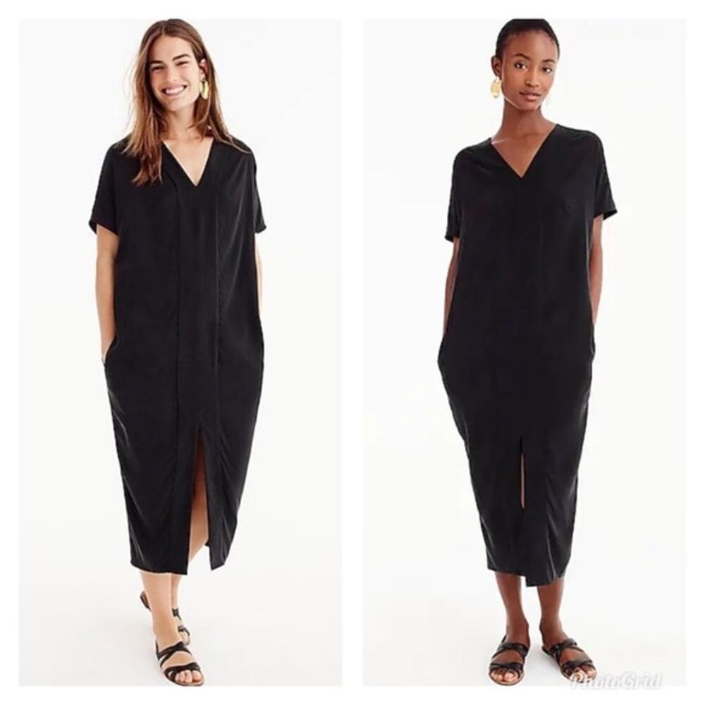 NWT Universal Standard x J.Crew Black Cupro Short Sleeve Tunic Dress M